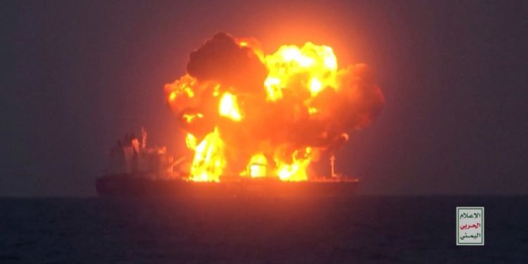 Oil tanker attacked by Houthis in Red Sea appears to be leaking oil, Pentagon says