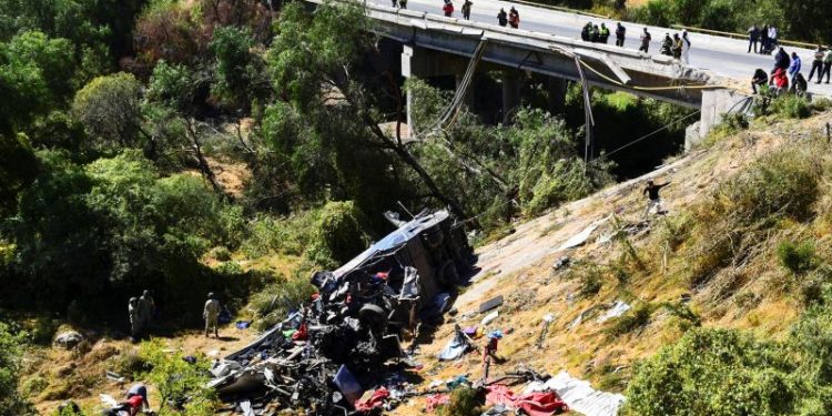 Bus crash in central Mexico kills 19 people