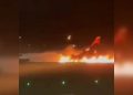 Russian-made plane engine catches fire after landing in Turkey’s Antalya